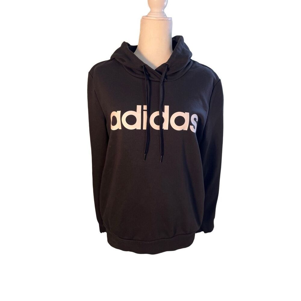 NWOT adidas black large logo hoodie L